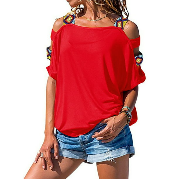 Womens Short Sleeve T-Shirts Leopard Pocket Short Sleeve Casual Loose Top EAZsyn8 